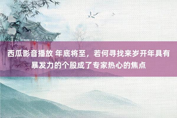 西瓜影音播放 年底将至,若何寻找来岁开年具有暴发力的个股成了专家热心的焦点